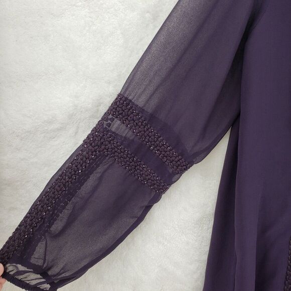 Soft Surroundings Blouse Womens Medium Sheer Beaded Tunic Boho Peasant Top - Picture 2 of 11